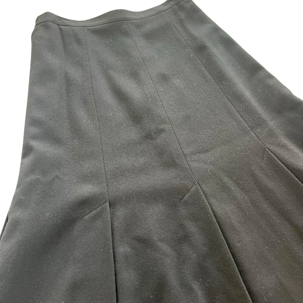 Barclay Square Women’s 10 Black 100% Pure Wool Vintage A-line Pleated Midi Skirt